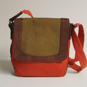 Ellington Fabric & Suede Bag Orange Brown Green Cross Body Adjustable St…